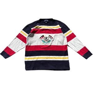 Charter club 100% cotton Medium color block preppy yacht crest 3/4 sleeve shirt